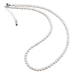 Colier perle de cultura albe neuniforme, 4mm