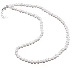 Colier perle de cultura albe neuniforme, 5mm