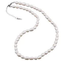 Colier perle de cultura albe neuniforme, 7-10mm