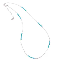 Colier perle si Turcoaz sfere fatetate, 2mm