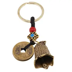 Breloc Feng Shui Amuleta cu nod mistic si clopot cu dragon, 9cm