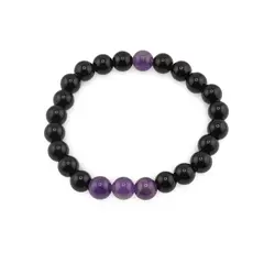 Bratara pe elastic Obsidian si Ametist, 8mm