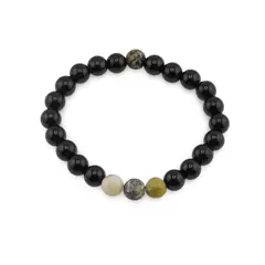 Bratara pe elastic Obsidian si Jad serpentin, 8mm