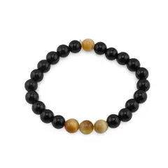 Bratara pe elastic Obsidian si Ochi de tigru galben, 8mm
