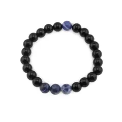 Bratara pe elastic Obsidian si Sodalit, 8mm