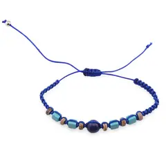 Bratara reglabila cu snur albastru si Lapis Lazuli sfera 8mm