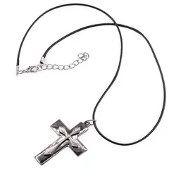 Colier cu pandantiv cruce gri, 45mm