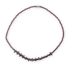 Colier Granat sfere 3mm si picaturi 8-10mm