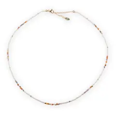 Colier mix agat colorat si margele miyuki albe, 2mm