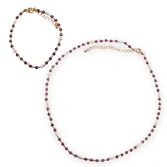 Set colier si bratara Granat sfere fatetate 3mm, Perle de cultura si margele miyuki
