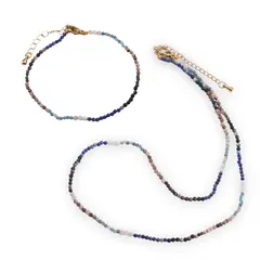 Set colier si bratara mix cristale naturale sfere fatetate 2mm 