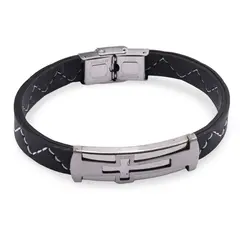 Bratara lata din cauciuc model zig zag cu cruce argintie