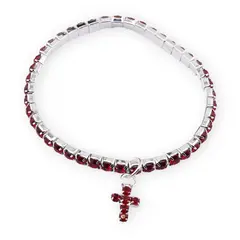 Bratara pe elastic model tenis cu cristale rosii si cruce charm