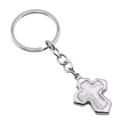 Breloc cu cruce argintie, 9cm