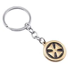 Breloc cu element rotund si cruce, auriu - 8,5cm