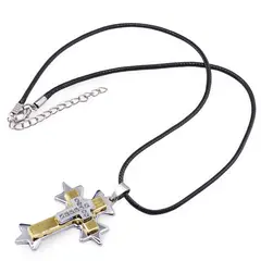 Colier cu pandantiv cruce pe trei straturi cu zirconii, 58mm