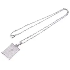 Colier cu pandantiv rectangular cu rugaciune, 37mm