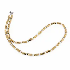 Colier Hematit auriu hexagonal 4mm si Cristal de stanca discuri fatetate 3mm