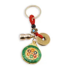 Breloc Feng Shui cu mantra Om Mani Padme Hum si Wu Lou pentru sanatate, premium