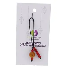 Accesoriu cu pietre semipretioase Calcit sfera 10mm si Coral rosu 4mm