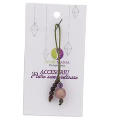 Accesoriu cu pietre semipretioase Opal roz sfera 10mm si mix cristale 4mm