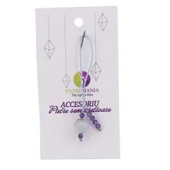 Accesoriu cu pietre semipretioase Acvamarin sfera 10mm si Ametist 4mm