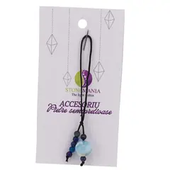 Accesoriu cu pietre semipretioase Larimar sfera 10mm si mix cristale 4mm