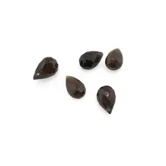 Briolete fatetate Cuart fumuriu dark - Classic briolette, 5 buc