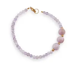 Bratara Kunzit sfere 8mm si Ametist lavanda sfere 3mm
