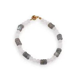 Bratara Labradorit rondele 6mm si Piatra lunii sfere 4mm