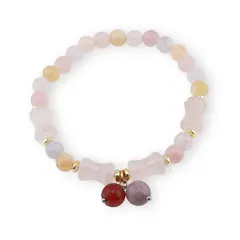Bratara pe elastic Jad multicolor sfere si tub 6-12mm cu Agat colorat 8mm in cutie cadou