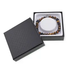 Bratara pe elastic Ochi de tigru mat sfere 8mm cu element Pomul Vietii in cutie cadou