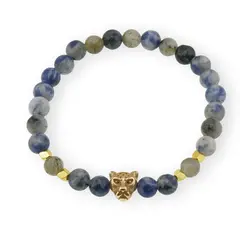 Bratara pe elastic Sodalit sfere 6mm cu element tigru in cutie cadou