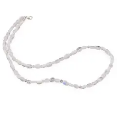 Colier Piatra Lunii turmalinata neuniforma 5-8mm si sfere 3mm