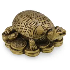 Statueta Feng Shui broasca testoasa pe monede chinezesti pentru prosperitate