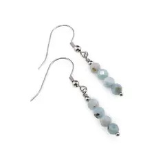 Cercei cu agatatoare clasica Larimar sfere fatetate cu Argint 925, 4mm