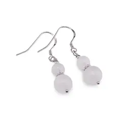 Cercei cu agatatoare Piatra lunii sfere si element cu Argint 925, 6-8mm