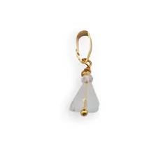 Pandantiv Fluorit triunghi 7-8mm si Cristal de stanca discuri fatetate 3mm cu inox auriu