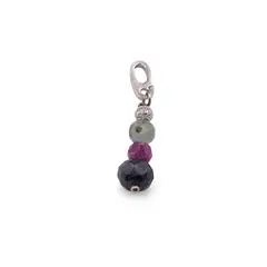 Pandantiv Smarald, Rubin sfere fatetate 4-5mm si Safir disc fatetat 6mm cu Argint 925