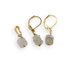 Set Cercei si Pandantiv Prehnit rondele 6-7mm cu inox auriu