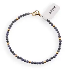 Bratara Safir sfere fatetate 3mm si bumbi aurii