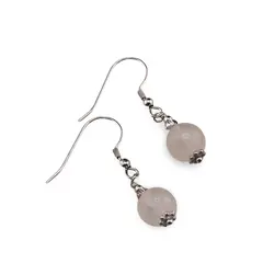 Cercei cu agatatoare clasica Piatra Lunii sfere 8mm cu Argint 925