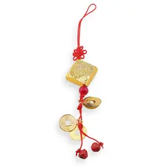 Amuleta canaf Feng Shui Lingou cu monede chinezesti si clopotei