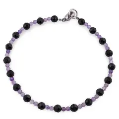 Bratara Ametist si Turmalina neagra sfere fatetate, 2-4mm