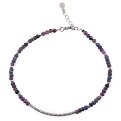 Bratara Rubin si Safir discuri fatetate 3mm cu bara arcuita din Argint 925