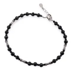 Bratara Turmalina neagra sfere fatetate cu Argint 925, 2-4mm