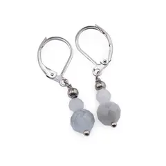 Cercei cu agatatoare Acvamarin sfere fatetate 4-6mm