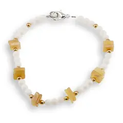 Bratara Coral sfere 4mm si Opal galben patratele 6-7mm