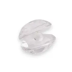 Scoica cu perla din sticla transparenta, 30mm