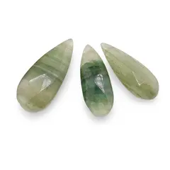 Briolete fatetate Fluorit verde - Long Teardrop, 3 buc